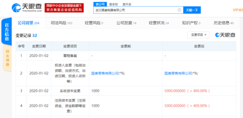 國美電器全資子公司注冊資本大幅增加400%，聚焦計算機軟硬件及輔助設(shè)備業(yè)務(wù)